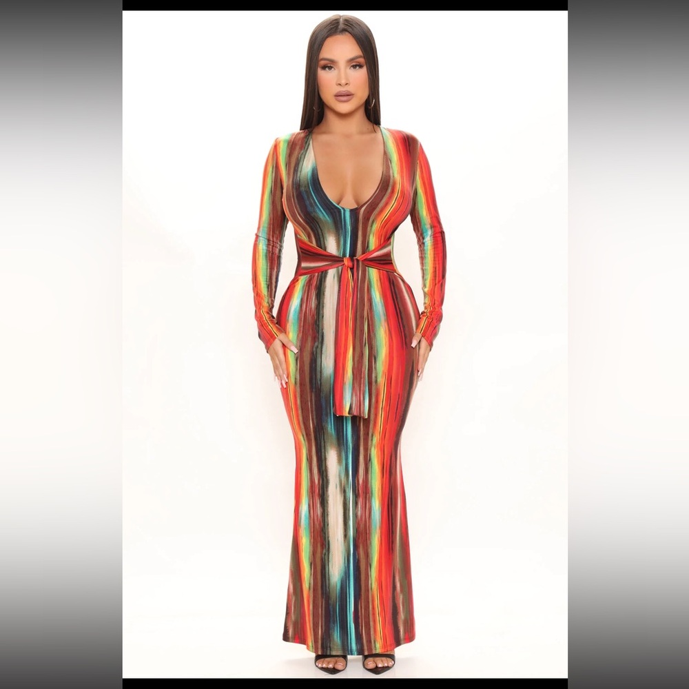 Fashion Nova Red Maxi Dress Size Xs
